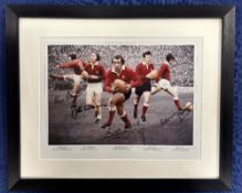 Wales Rugby Legends signed Photograph mf&g: Super collage image of five greats, J P R Williams,