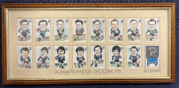 CRFC Rugby Hall of Fame, Jeff Giggs ltd ed Cigarette Cards style framed landscape: ltd ed 28/100 c.