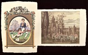 Early Pair of Rugby School Interest Images (2): The earlier image is a well-known coloured version