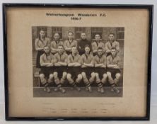 1936-37 Wolverhampton Wanderers Official Team Photograph, a good original framed image with