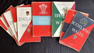 1954-59 Wales H and A in Five Nations Rugby Programmes (14): 6 v E, 54-59; 2 v F, 54 and 58; 3 v