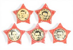 Badges: Manchester Utd Star badges generally early 1960s to include Maurice Setters, Albert Quixall,