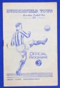 1951/52 Huddersfield Town v Manchester United Division 1 match programme 22 March 1952; slight rust,