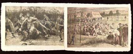 Pair of Vintage Rugby Images from the 1860s and 90s (2): Coloured version of the original