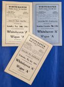 1960-1961 Whitehaven v Wigan Rugby League A Team Programmes to include Lancashire Shield semi-