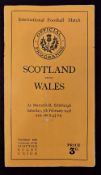 1938 Scotland v Wales Rugby Programme: Scottish Triple Crown season, usual issue for the visit of