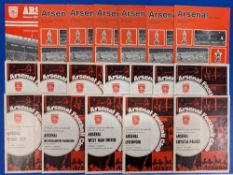 1970-1976 Arsenal FC Home Football Programmes, 1970-71 league v Crystal Palace, v Liverpool, v