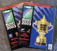 2003 RWC in Australia Rugby Programmes, both Semi-Finals (2): France v England and NZ v Australia.