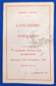 1966 Rugby Union Lancashire v Yorkshire multi signed Programme 10th Dec 1966 signed by both