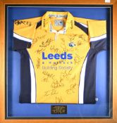 2005 Leeds Tykes signed framed Rugby Jersey: Presented to a supporter following Leeds’ 20-12 win