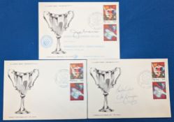 3x 1970 European Cup Winners Cup Signed Polish FDC Covers, Manchester City v Gornick Zabrze signed
