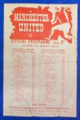 1946/47 Manchester United reserves v Everton reserves single sheet programme; edge tear approx.