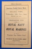 1945Trafalgar Cup charity match Royal Navy v Royal Marines single sheet programme 14 November 1945
