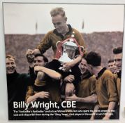 Billy Wright Wolverhampton Wanderers Hall of Fame mounted Poster – holding aloft the FA Cup - a
