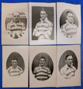 6x Early Wigan Rugby League Player Portrait Postcards, Hercombe, A Twosc, H Jones, D Rees, W
