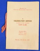 1957 Celebration Dinner Menu and toast list for the honour of Matt Busby at the Midland Hotel,