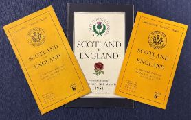 1948 to 1954 Scotland v England Rugby Programmes (3): From 1948, 52 and 54 (magazine-style). VG