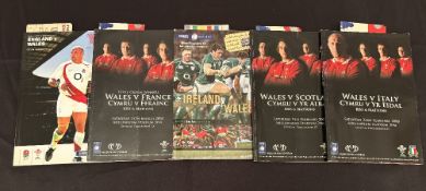 2008 Wales Grand Slam Rugby Programmes with Tickets (5+): All five matches from this next Grand