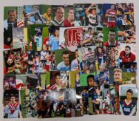 100 Rugby League signed colour Photographs, league and international players, with a good