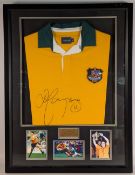 David Campese Tribute framed Replica Rugby Jersey: Nicely mf&g in black, bold gold and green replica