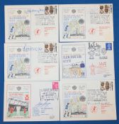 6x 1972 Signed Football FDC covers Leicester City v Wolves Peter Shilton, Manchester City v