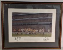 1995 England v Australia RWC S Africa ‘Fight to the Finish’ framed Rugby Print: Large 33” x 27”