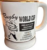 1993 Large Mug, Pre-RWC 1995 Qualifying Tournament in Nairobi: White and Black, attractive bold