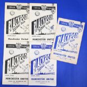 Manchester United reserves away match programmes v Blackpool reserves 1950/51, 1951/52 (writing to