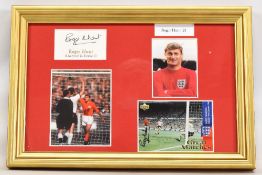 Framed and special glass Roger Hunt x3 pictures including separate autograph; frame size 300mm x