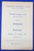 1960/61 Everton v Walsall FLC 2nd round 31 October 1960, 4 page, team changes. (1)