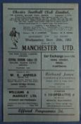 1962/63 Lancashire Senior Cup Chester v Manchester United match programme 28 November 1962; fair/