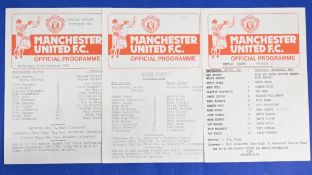 Manchester United 1983/84 reserves homes Liverpool, Aston Villa, Sheffield Wednesday; fair/good. (