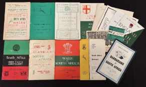 1951-1961 S Africa in the UK Rugby Programmes (14): 51 v Wales; 60-1 v S Counties, Cardiff, London