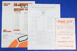Manchester United 1980/81 reserves aways Stoke City, WBA, Blackpool; fair/good. (3)