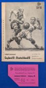 1954 Germany ‘B’ v England ‘B’ at Gelsenkirchen 24 March 1954 programme & match ticket; Roger