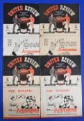 1947/48 Manchester United home match programmes Sunderland, Preston NE, Portsmouth, Burnley (