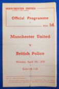 1958/59 Manchester United v British Police challenge match at Old Trafford 6 April 1959; single