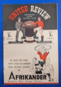 1946/47 Manchester United v Aston Villa Division 1 match programme 8 March 1947 at Maine Road; rusty