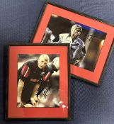 Saracens Signed framed Rugby Photo Pair: Matching pair, m, f and g 15” x 12”, 2000s Saracens squad