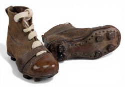 Pair of period c1920 child’s leather Football Boots, with hammer leather soles and studs, look
