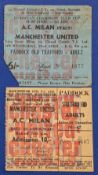 TICKETS: 1968/69 Manchester United v AC Milan European Cup s/f match ticket 15 May 1969; plus AC