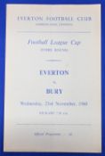 1960/61 Everton v Bury FLC 3rd round 23 November 1960, 4 page, team changes. (1)