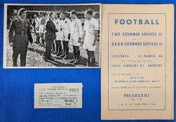 1946 B.A.O.R. Combined Services XI v CMF Combined Services XI 4 page programme at Royal Antwerp FC