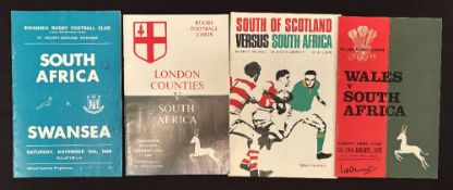 1969-70 S Africa in the UK Rugby Programmes (4): v Swansea, London Counties, S of Scotland and