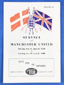 1956/57 End of season tour matches Copenhagen Select XI v Manchester United match programme covers 2