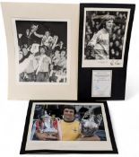 Period Football signed Photographs, to include QPR Stan Bowles b&w image with COA art and icons,