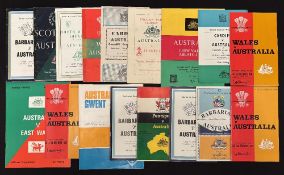 1957-88 Australia in the UK Rugby Programmes (17): 1957-8 v Llanelli, Cardiff, Wales, SW Counties,