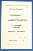 1973/74 Manchester United away match programme v Ross County at Victoria Park, Dingwall 11 August