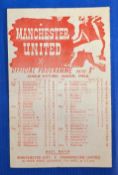 1945/46 Manchester United v Manchester City War League North programme 6 April 1946, single sheet,