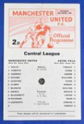 Manchester United 1977/78 home POSTPONED reserve match programme Aston Villa 25 March 1978;